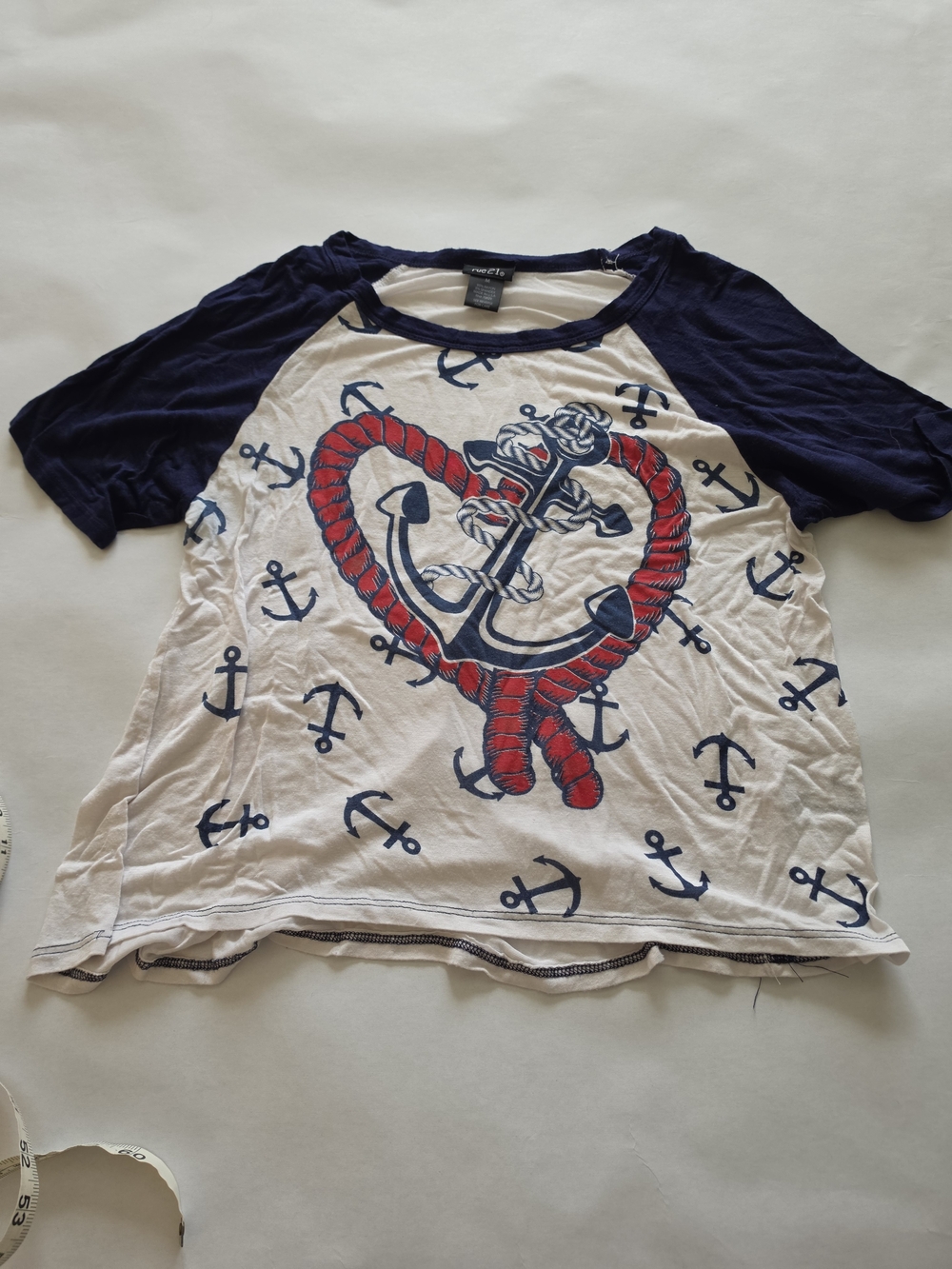 Nautical Anchor Graphic Raglan Tee - Red, Navy, White